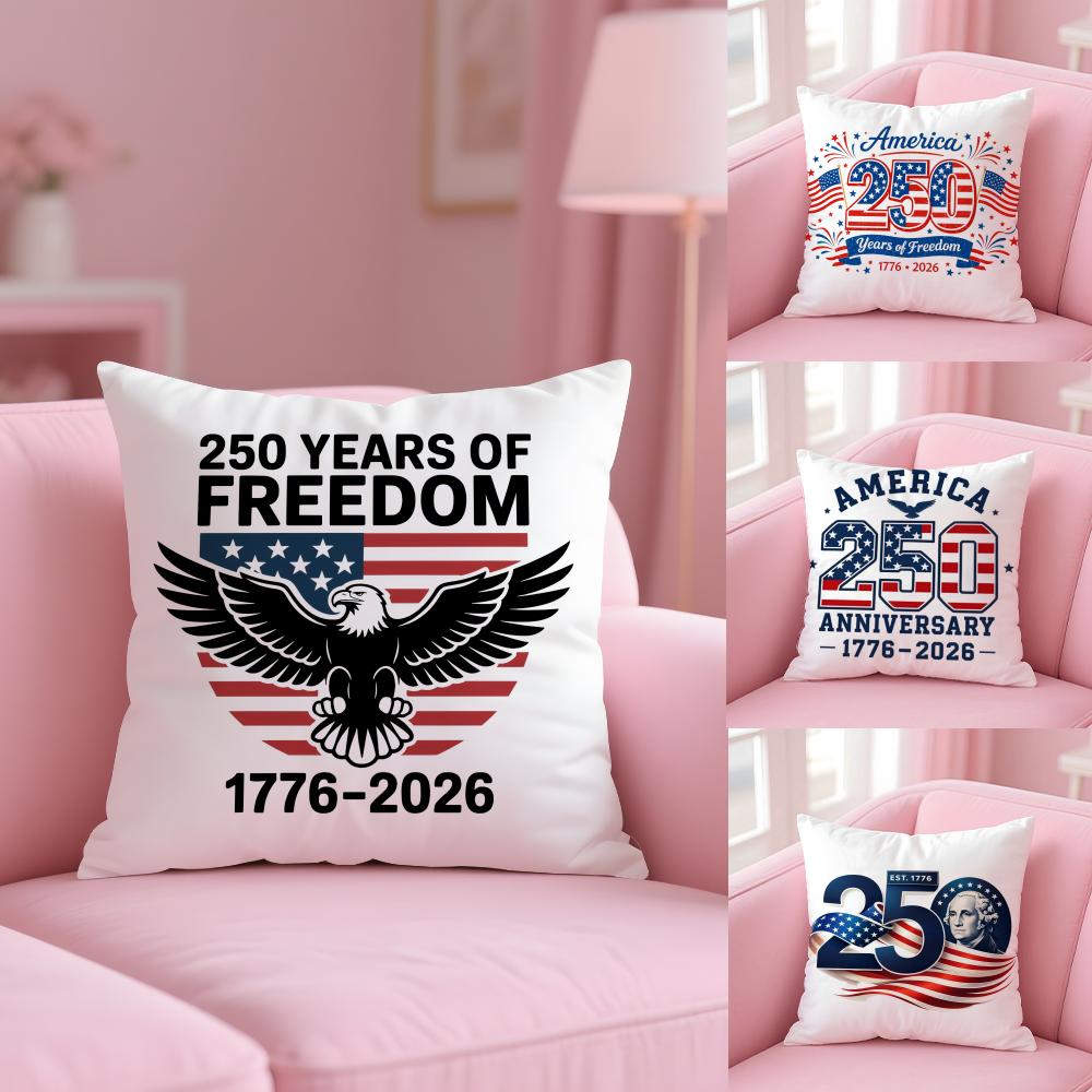 250Th Anniversary Of The Usa Cushion Cover Plush Fabric Soft Double-Sided Printed Sofa Warm Winter Home Gift Pillow Case