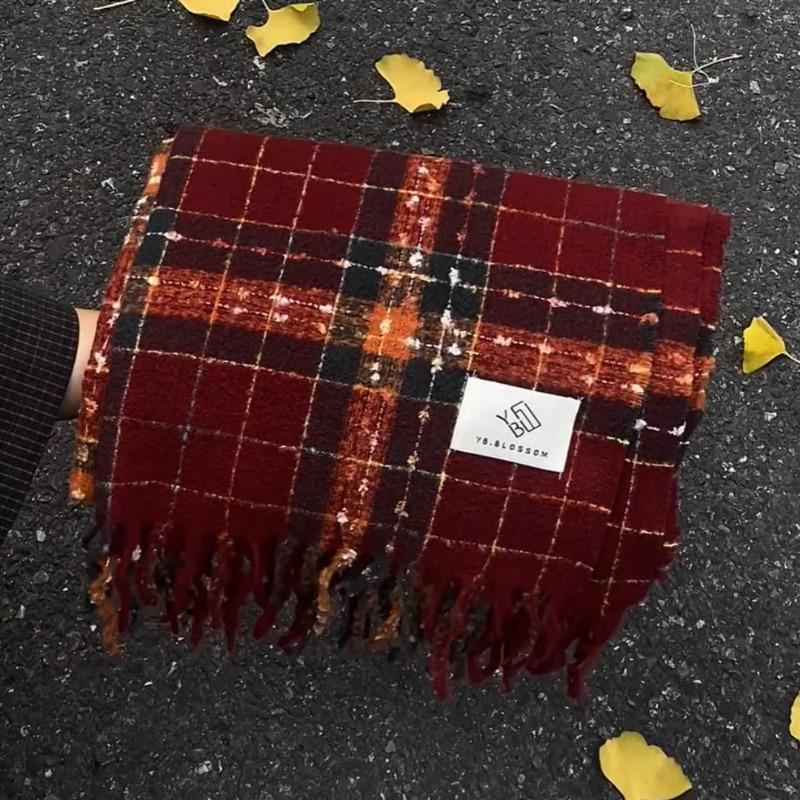 

Красный рождественский шарф Berry Star Женский Атмосферный Зимний Холодный и Теплый Универсальный Студенческий Шарф Шаль