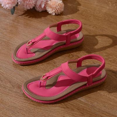 2026 Damen Sommer Europäische und Amerikanische Flache Sandalen mit Riemenfuß für Damen Weiche Sohle Große Sandalen für Damen