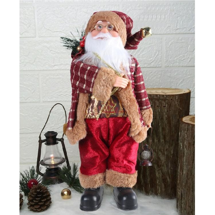 11.8inch Santa Clau Christmas Plastic Figurine Handpainted with Stack of Present