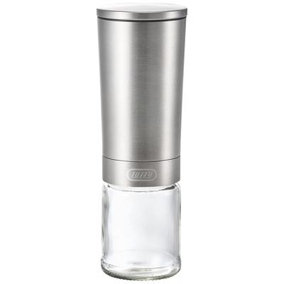 Electric Salt Pepper Mill Just Tilt Ceramic Blade Grind Stepless Adjustment Battery Operated Bottle 100ml with Lid Stainless Steel Stylish [Toffy] &