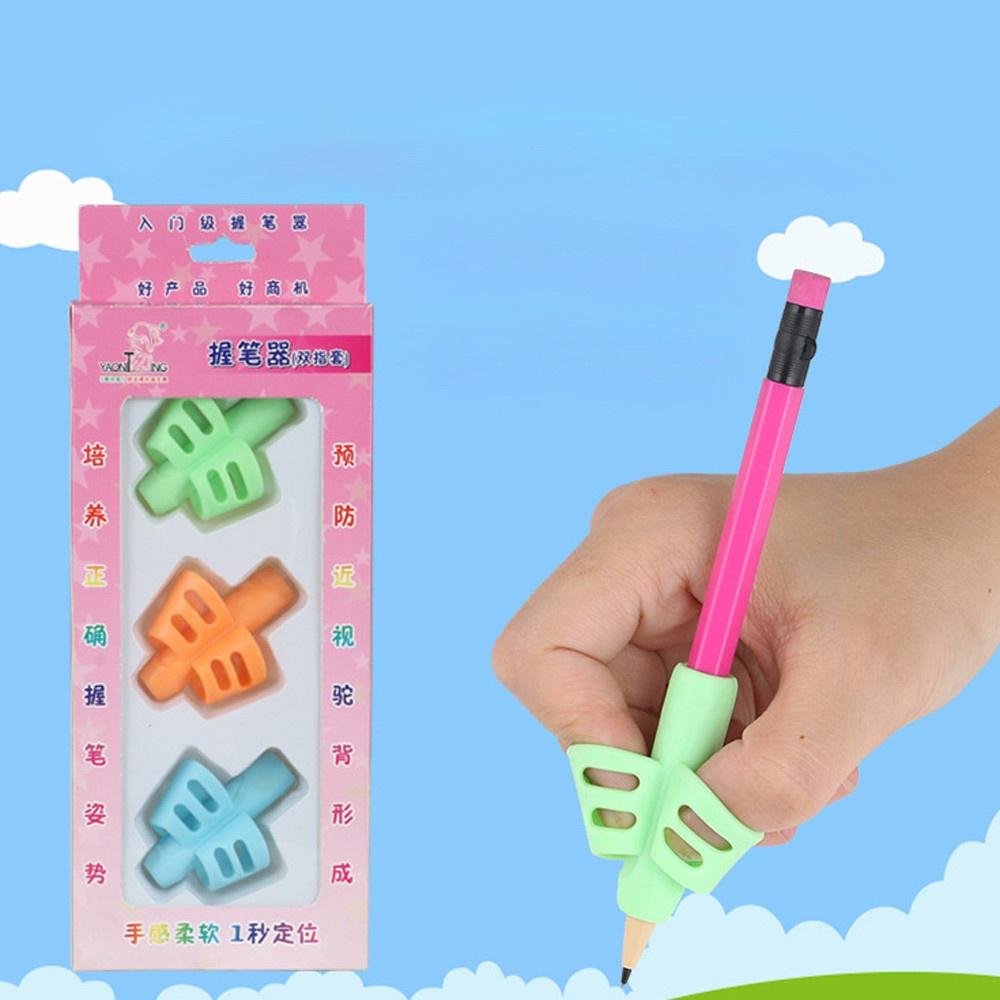 3 Stück/Set Silikon Bleistifthalter Stift Zwei-Finger Schreibhilfe Griff Haltungskorrekturwerkzeug