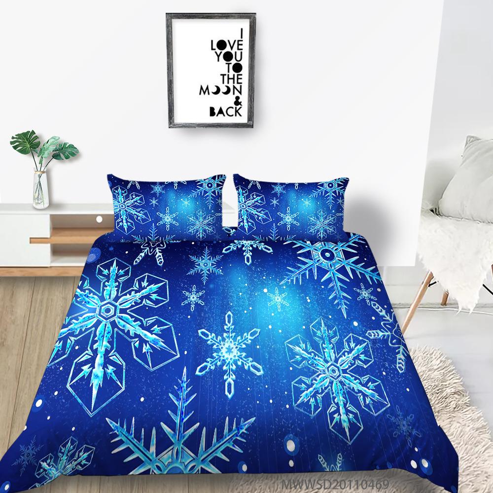 3D Digital Printing Quilt Cover Pillowcase Two Or Three Piece Set Christmas Gift Polyester