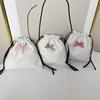 New Polka Dot Drawstring Bag Girls Sweet and Cute Bow Draw String Bag Jewelry Small Items Dustproof Bag Drawstring Bags