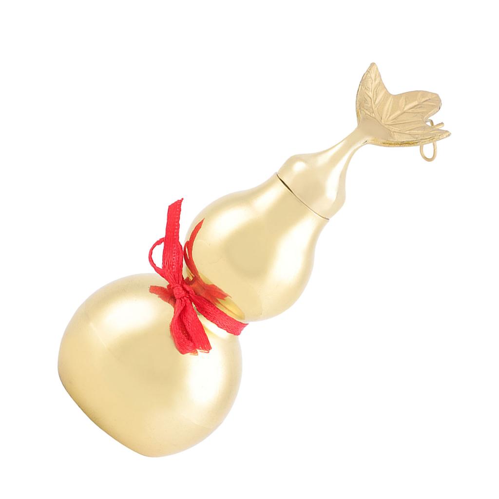 Traditional Chinese Feng Shui Brass Gourd with Leaf Smooth Surface Open Cover Decoration