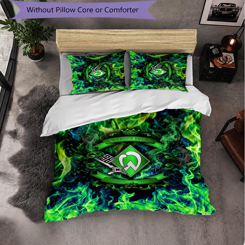 Werder Bremen Football 3 Piece Bedding Set Soft Duvet Cover Set with Pillowcases Printed Bedroom Decor Set for Home
