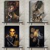 African Art Black and Gold Woman Oil Painting On Canvas Picture for Living Room Contemplator Posters and Prints Scandinavian