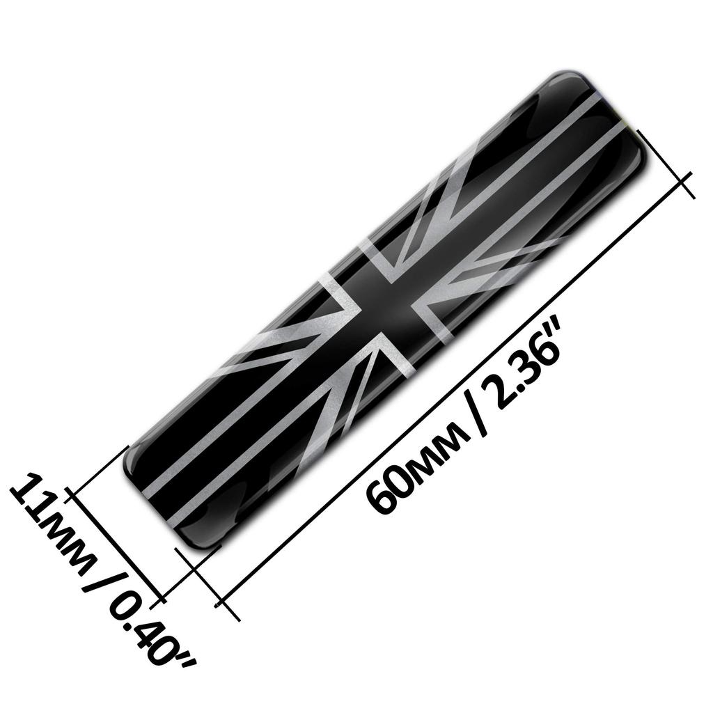 BiomarLabs 2 x 3D Domed Silicone Silver Sticker Decal UK Union Jack National Great