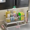 Waterproof Self-Draining Sink Shelf Black/Silver Sink Drain Rack Soap Sponge Holder  Countertop
