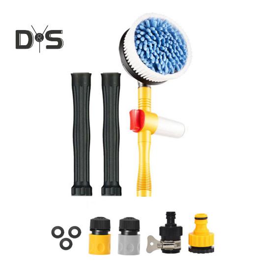 

Автоматическая вращающаяся выдвижная щетка для мойки автомобиля с длинной ручкой, вращающаяся на 360 градусов швабра, автоматически пенится, комплект для мойки автомобиля жёлтый