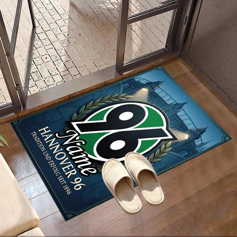 Custom Name Personalized Hannover 96 Football Print Carpet, Versatile Home Decor Rug, for Playroom, Apartment, Balcony, Entryway, Hallway Gift