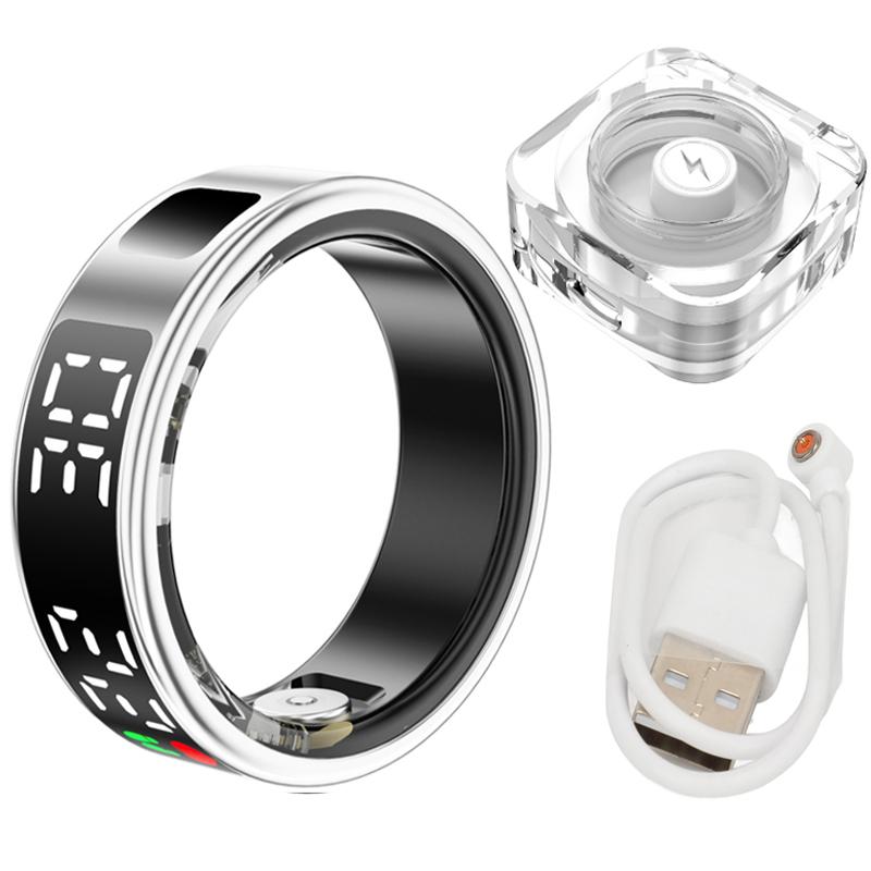 Smart Ring Heart Rate Blood Oxygen Health and Sleep Monitor 5ATM Waterproof Multi-sport Modes Fitness Ring for Android iOS