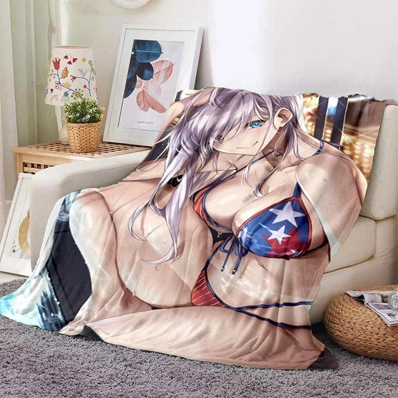 Sexy Anime Girls Blanket Soft Plush Flannel Throws Blankets for Sofa Bed Couch Best Gifts All Season Light Bedroom Warm Decke