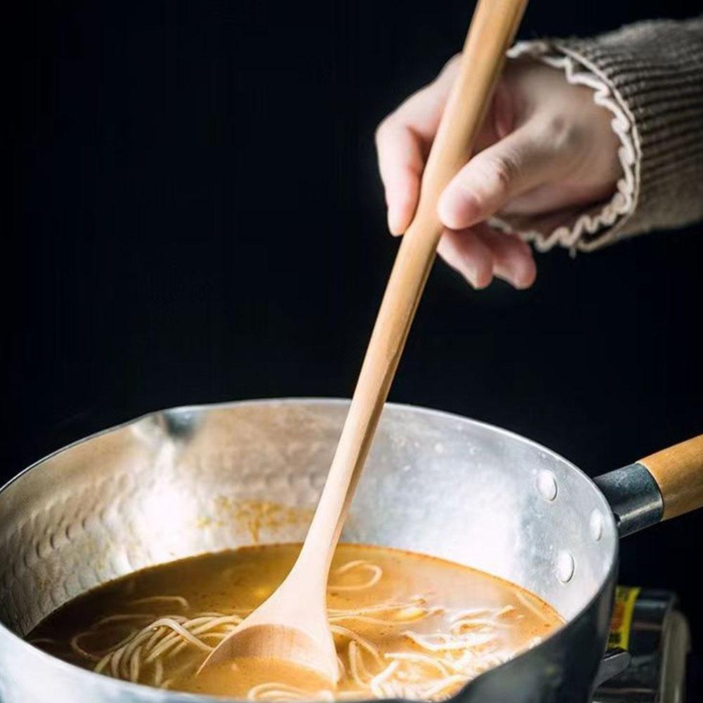 Cuchara larga de madera para revolver, cuchara de madera con mango largo, cuchara de madera para revolver y cocinar, cuchara de madera extendida para cocinar