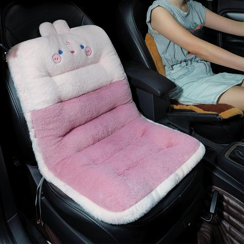 Car Seat Cushion Winter Cute Plush Car Interior Cushion Female Winter Thickened Warm Backrest Integrated Cushion