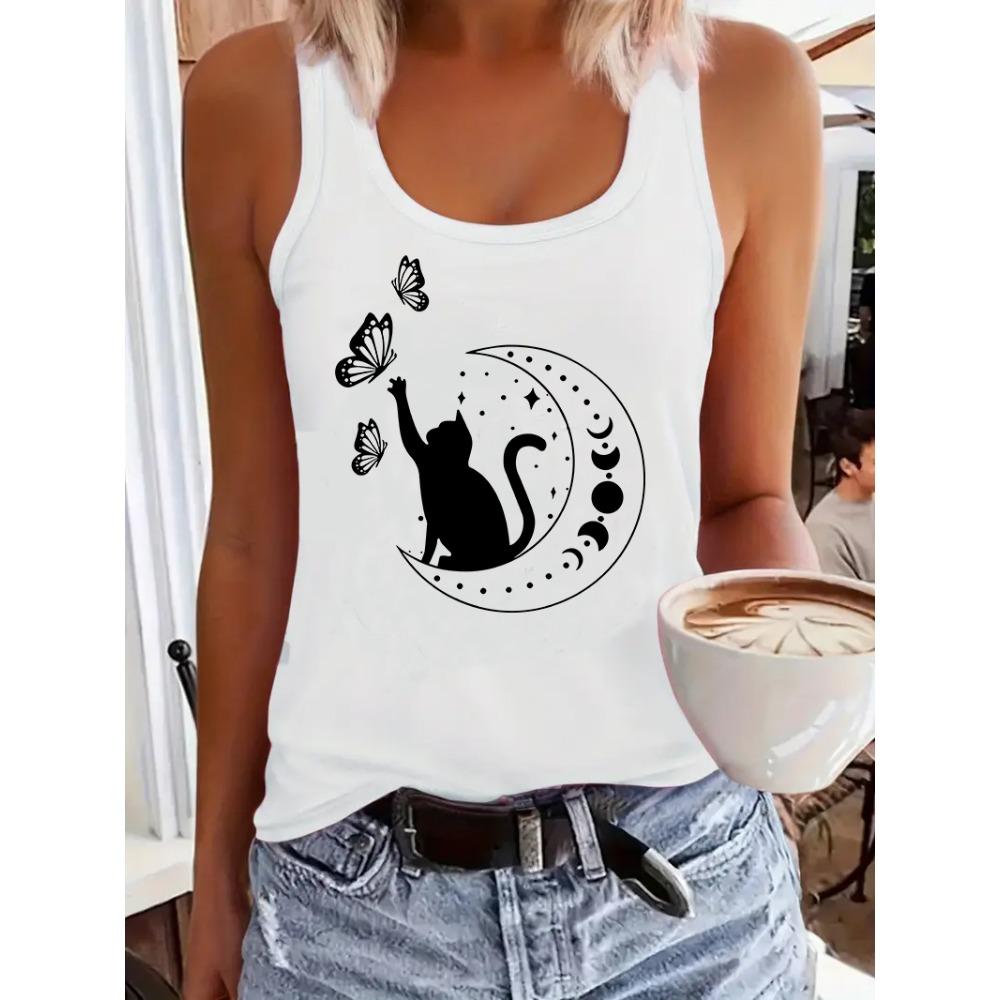 T-shirt vest pattern vest women s sleeveless round neck casual top S