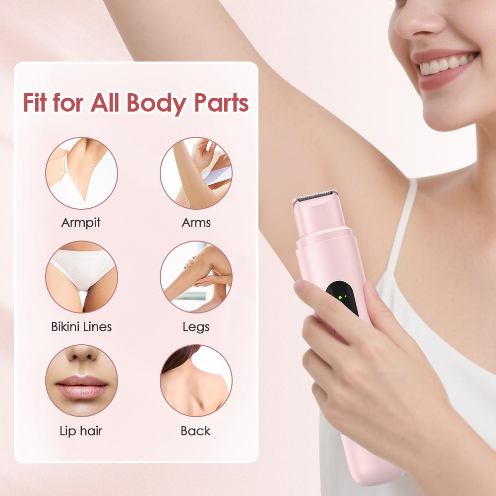 Electric Razor Dual-Head Woman Shaver Painless Mustache Epilator Leg Body Hair Trimmer for Women Facial Epilator Hair Remover
