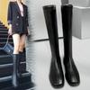 But knee boots thin boots flat elastic boots Internet celebrity square head high boots women 2025 autumn and winter new