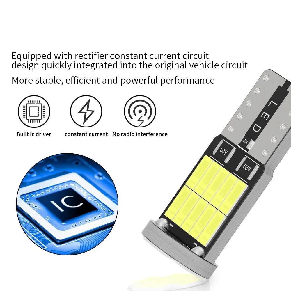 10PCS T10 W5W LED Bulbs - 6000K Cool White 4014 26SMD Canbus Fits 168 194 5w5 for Car Interior Signal Lights Upgrade Bulbs 7
