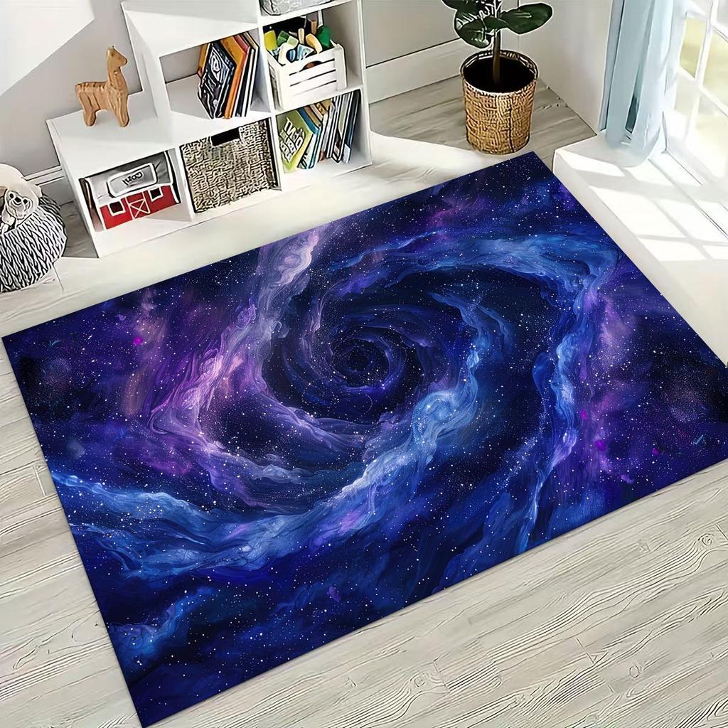 Dreamy Galaxy Universe Space Stars Black Hole Earth Rug for Bedroom Living Room Sofa Home Doormat Decor,Kid Non-slip Floor Mat