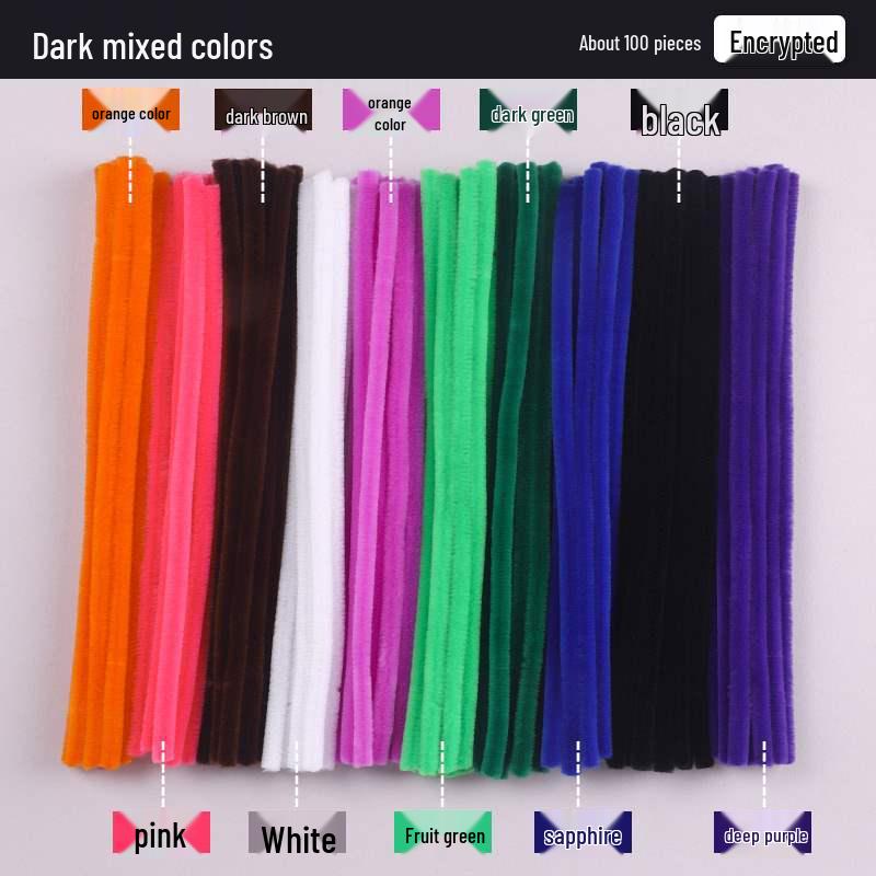 Encrypted Pipe Cleaners: Dense, Thickened 8mm White Strips with Mixed Colors for Handmade DIY Bouquets