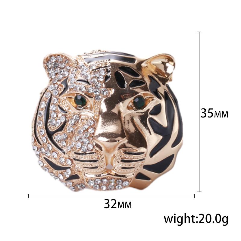 Rhinestone Tiger Head Brooches for Women Unisex Pearl Bear Pins Wolf Lapel Pins Banquet Party Backpack Gifts Jewelry Accessories