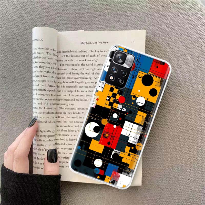 

TOPLBPCS Mondrian Grid Phone Case For Xiaomi Redmi Note 11 12 14 13 Pro Plus 5G 14S 4G 12S 10 10S 11T Pro 11S 11E Coque Fundas T Redmi Note 12S
