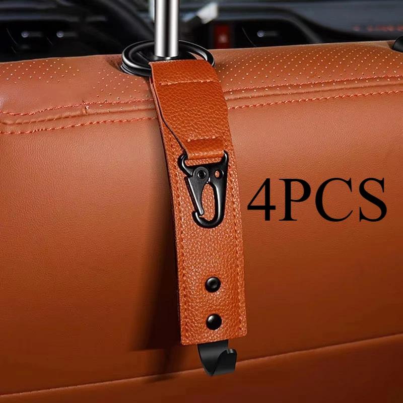 Car Storage Organizer PU Leather Hooks Front Seat Headrest Holder Auto Fastener Hangers Interior Accessories Clip Non Slip