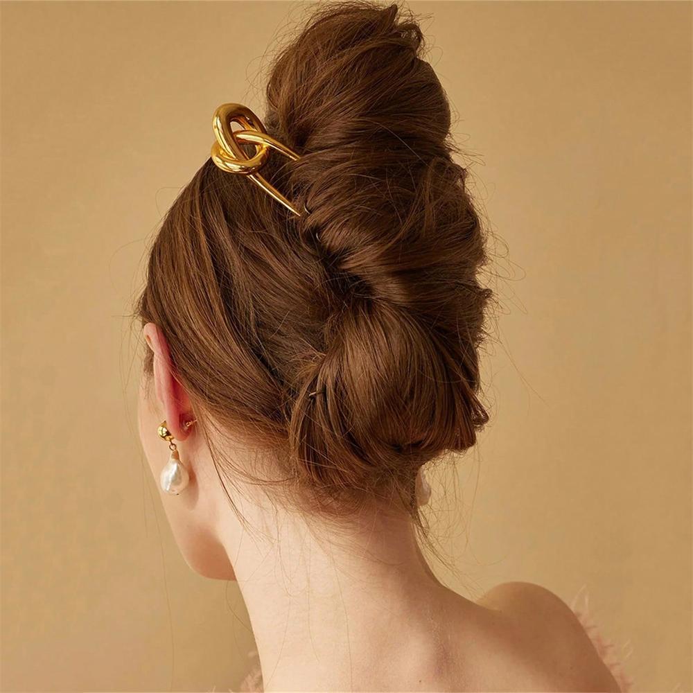 Fermacapelli Metallico Alcali Acqua Nodo per Capelli da Donna Semplice e Versatile Accessori per Capelli Trecciati sul Retro della Testa