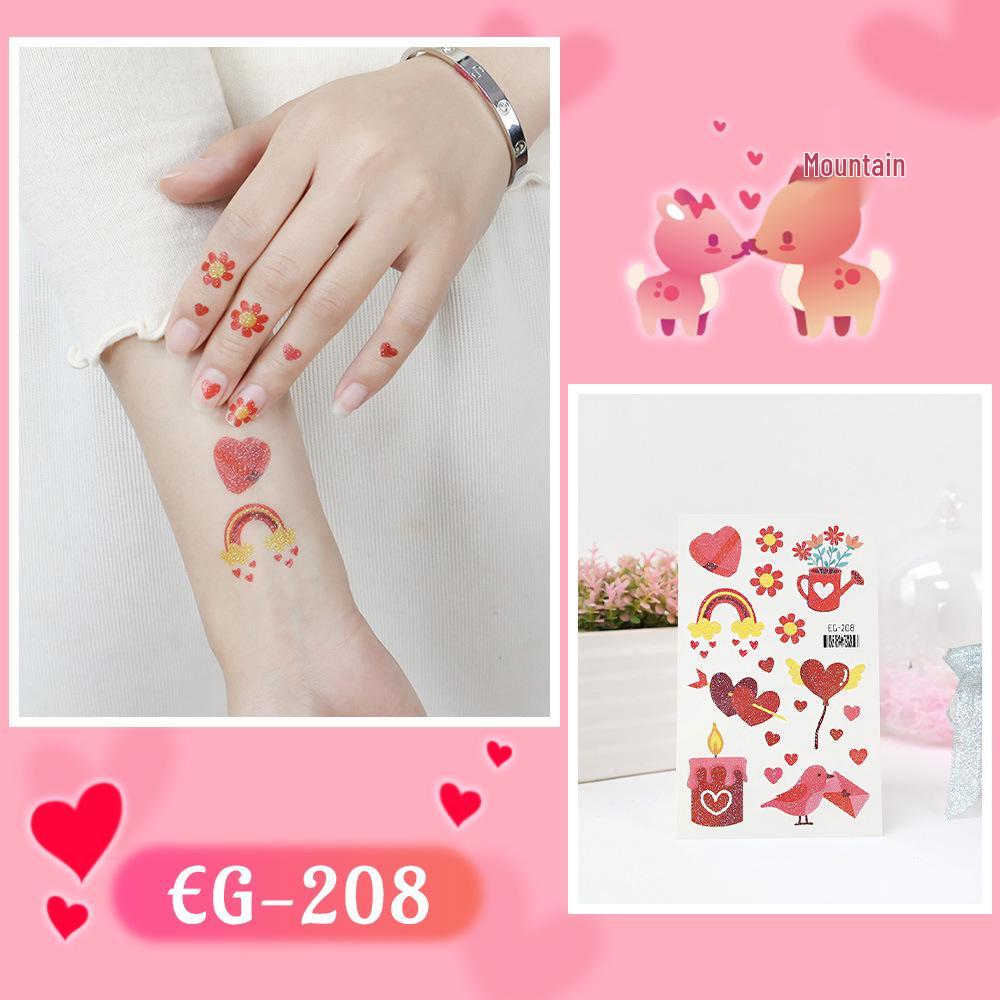 Ruikalong Valentine s Day Glitter Love Temporary Tattoo Stickers 75x120mm
