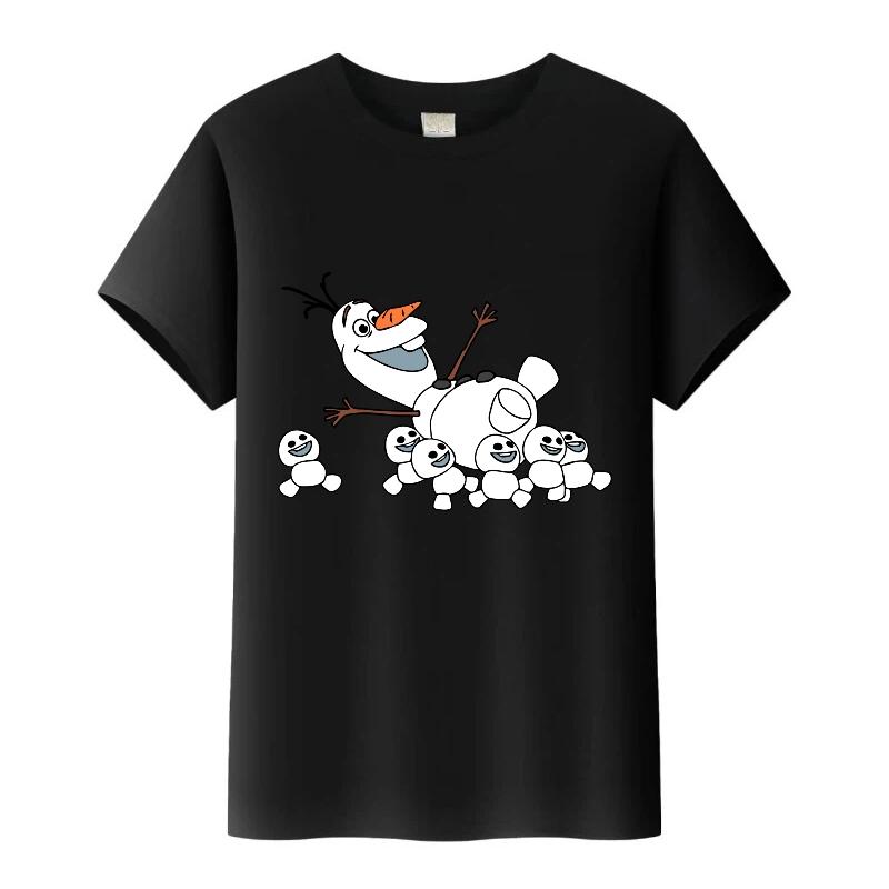 Kawaii Disney Frozen Olaf Cartoon Boy Tees Girls Loose T-shirt Harajuku Y2k Blouses Kids Tops O-Neck Tshirt Gothic Clothes