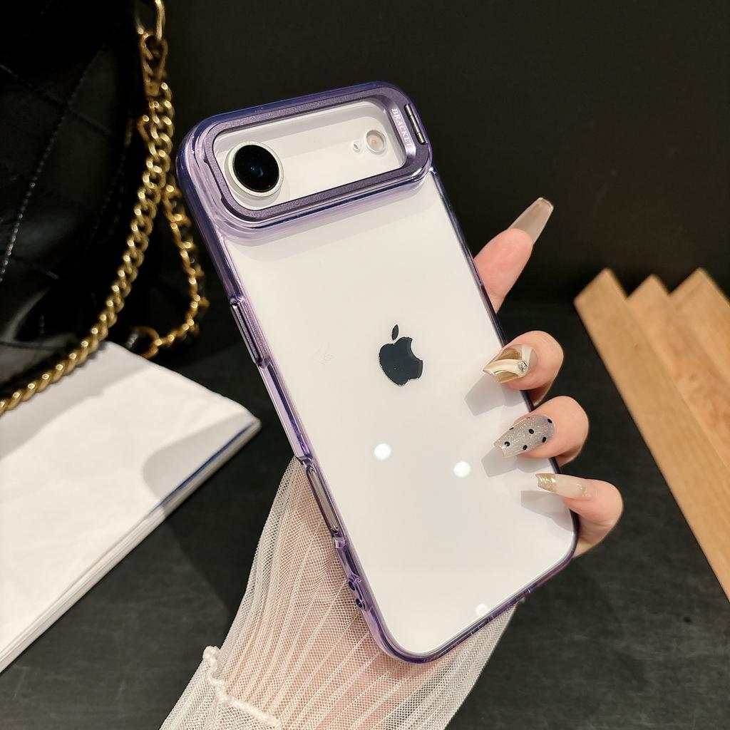 Crystal Transparent Metal Lens Holder Case For iPhone 17 Air 16 16E 15 14 13 12 Plus Pro Max Camera Bracket Protection Covers