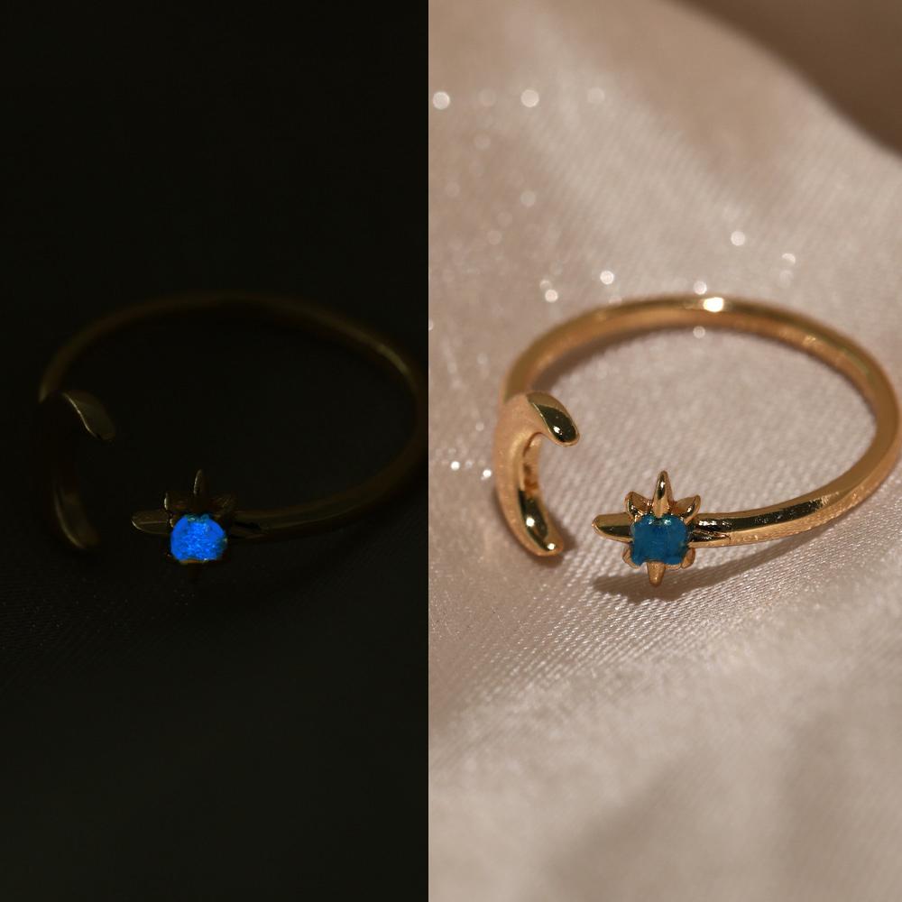 Glowstone Anillos Moon Sun Rings Elegant Women Vintage Gold Color Stainless Steel Mini Sunflower Ring Jewelry Christmas Gifts