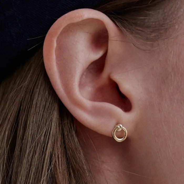 14k Round Twisted Stud Earrings