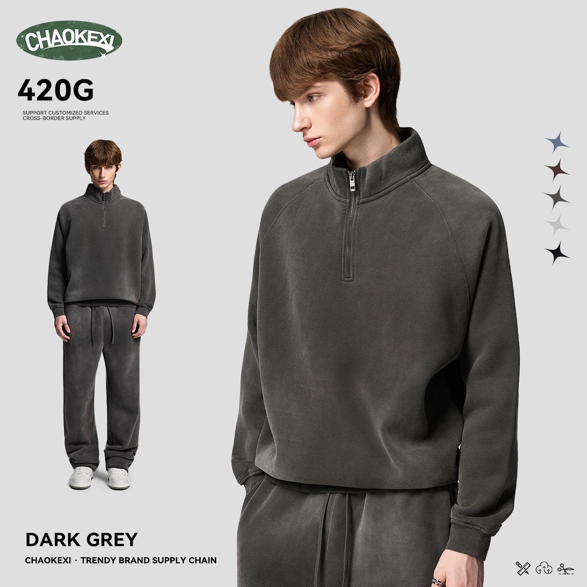 Autumn 420g Retro Heavyweight Hoodie OEM 2XL