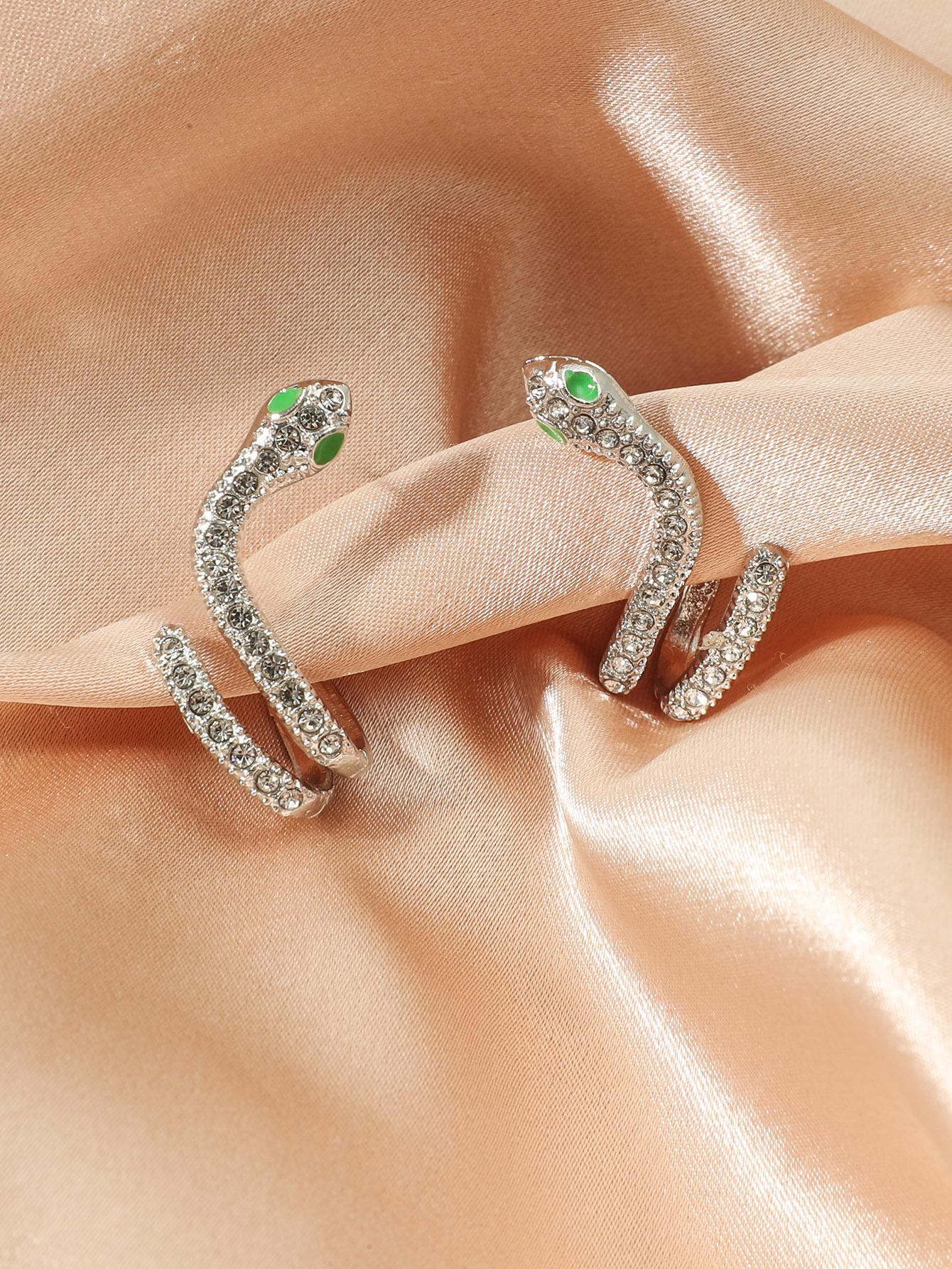 European and American Fashion Rhinestone Snake Stud Earrings for Women