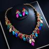 European & American Fashion Crystal Necklace and Earring Set: Bridal Wedding Jewelry Accessories