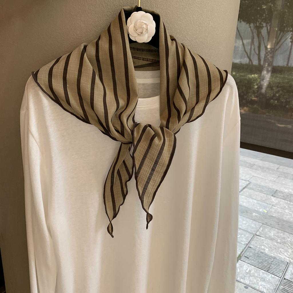 Striped premium outer shawl vertical strip versatile simple triangle scarf with silk scarf shading breathable triangle scarf
