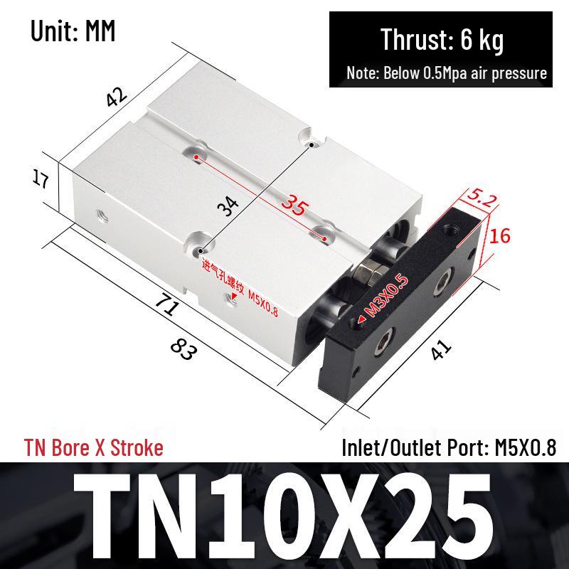 TDA Double-Axis Double-Rod Large Thrust Cylinder - Sizes: 10/16/20/25/32/40/50mm X 20/50/75mm