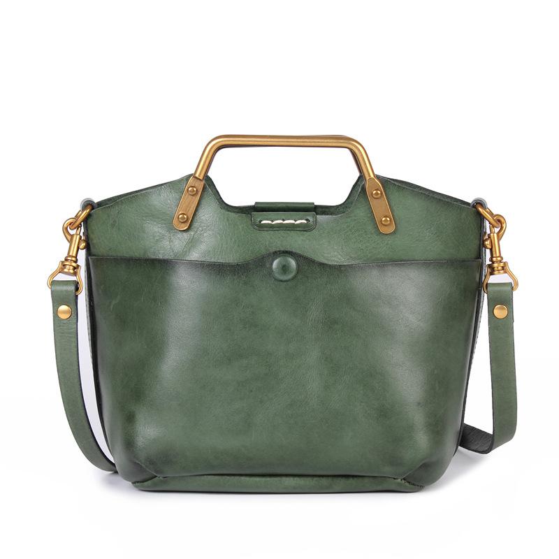 

Johnature универсальная сумка из натуральной кожи, винтажная женская сумка из натуральной яловой кожи, однотонные сумки на плечо для отдыха, большие вместительные сумки зелёный