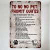 Vintage Rustic Humorous Pet Rules Metal Tin Sign - Weathered Rusted Warning Notice with Misspelled Text & Cartoon Sheep, Wall De