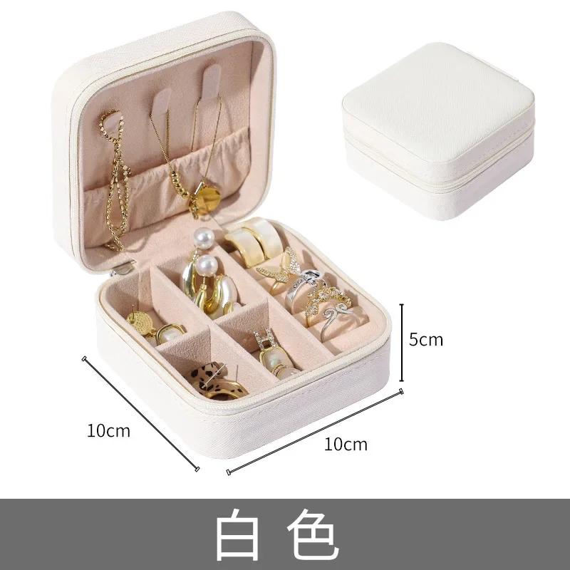 Portable Travel Jewelry Box Jewelry Organizer Display Jewelry Case Leather Earring Ring Necklace Storage Box