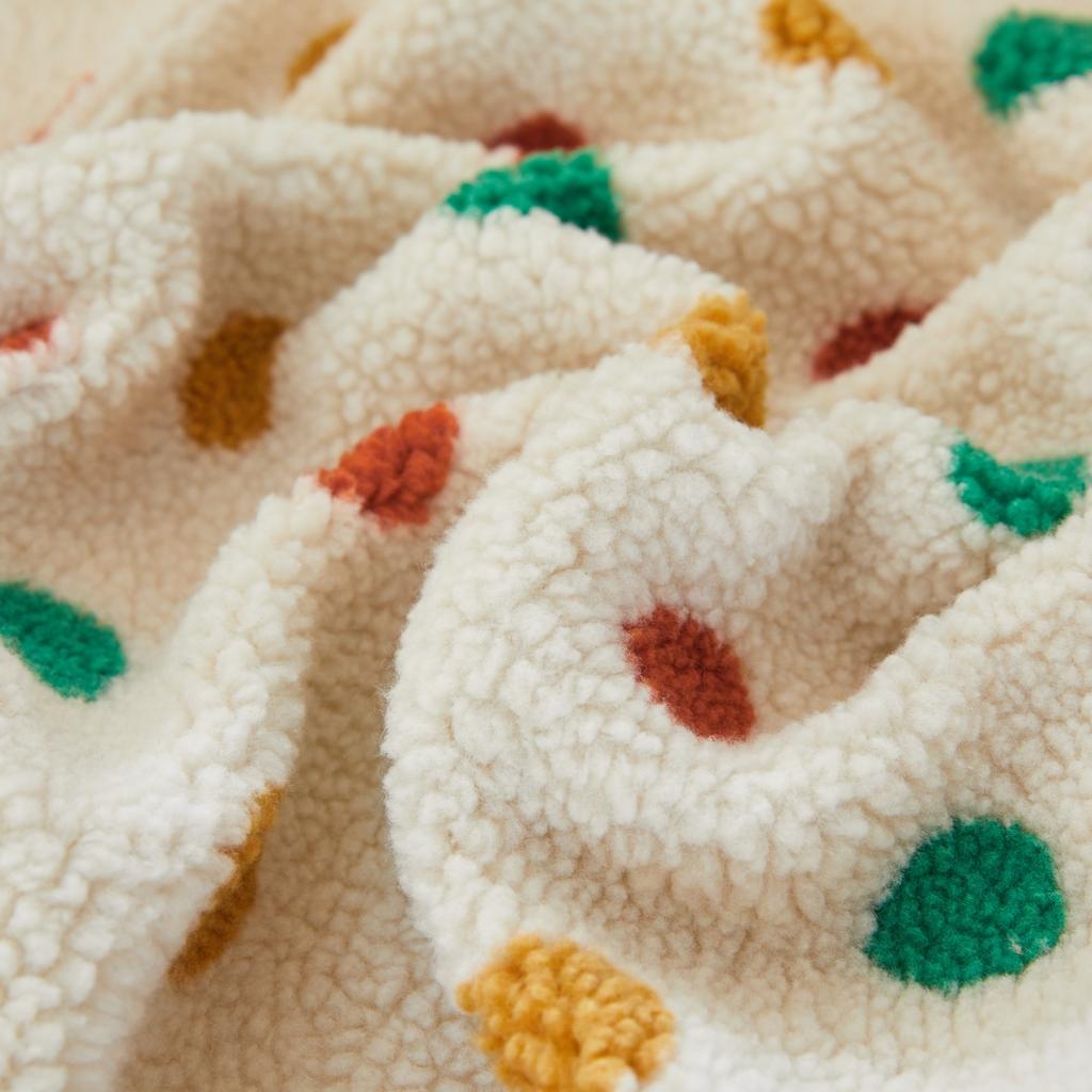 Bunte Punkte Sherpa Verdicken Warmes Sofa Handtuch mit Quasten, für Weihnachts-Atmosphäre Wohnzimmer Deko Couch Freizeitdecke Sofaüberwurf