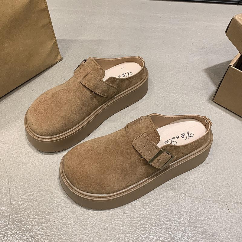 Thick-soled New Temperament Shoes Bag Head Half Slippers Women's Slippers Spring and Autumn 2025 Sense Senior Outer Wear