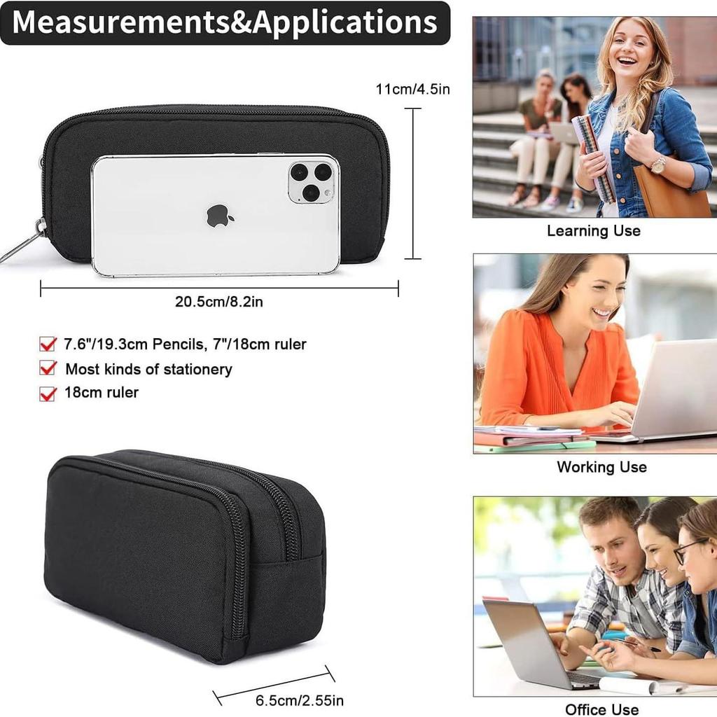 Stylish Large Capacity Pencil Case for Men - Durable and Simple Office Stationery Storage Bag