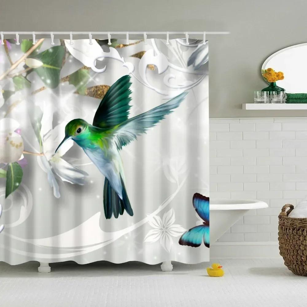

Beautiful Decorative Peacock Butterfly Owl Bird Bathroom Shower Curtains Frabic Waterproof Polyester Bath Curtain With Hooks W60H190(CM)-1 Pcs