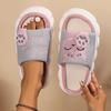 Linen Casual Slippers Women House Platform Cute Cartoon Cat Designer Shoes Girls Flat Elegant Footwear Indoor Large Size