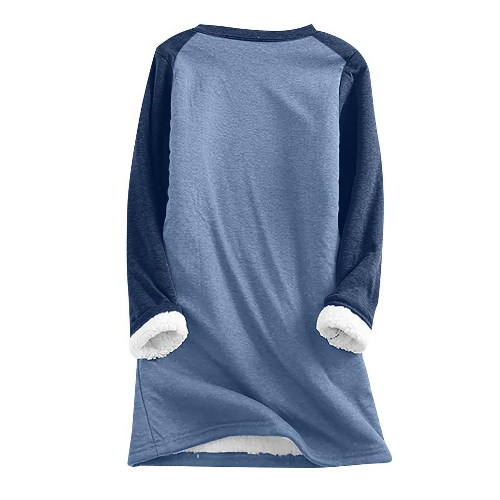 Women's And Winter Large Size Loose Printed Top Thickened And Lamb's Wool Warm And Fitted Bottom Shirt