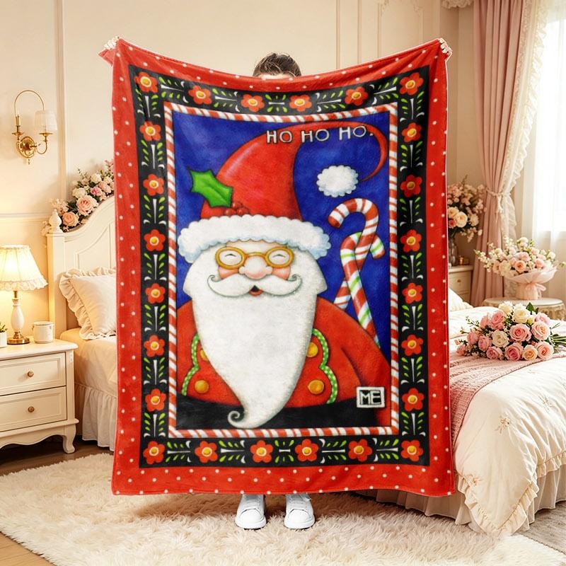 Moon Santa Sleigh Reindeer Xmas Art Throw Blanket,Soft Couch,Reading Nook Layer,Birthday Festive Holiday Daily Keepsake