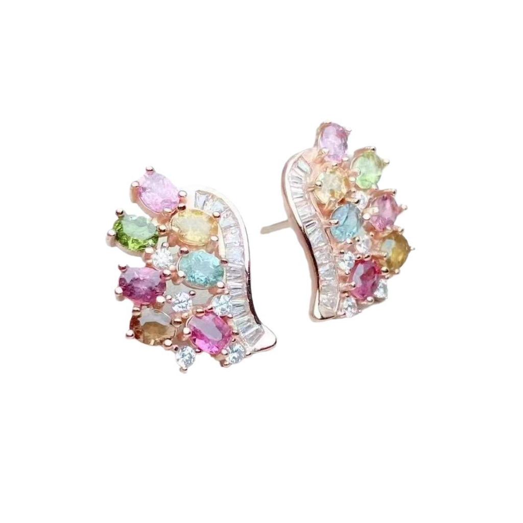 Exquisite Tourmaline Stud Earrings - Elegant Court Style Fashion for Women